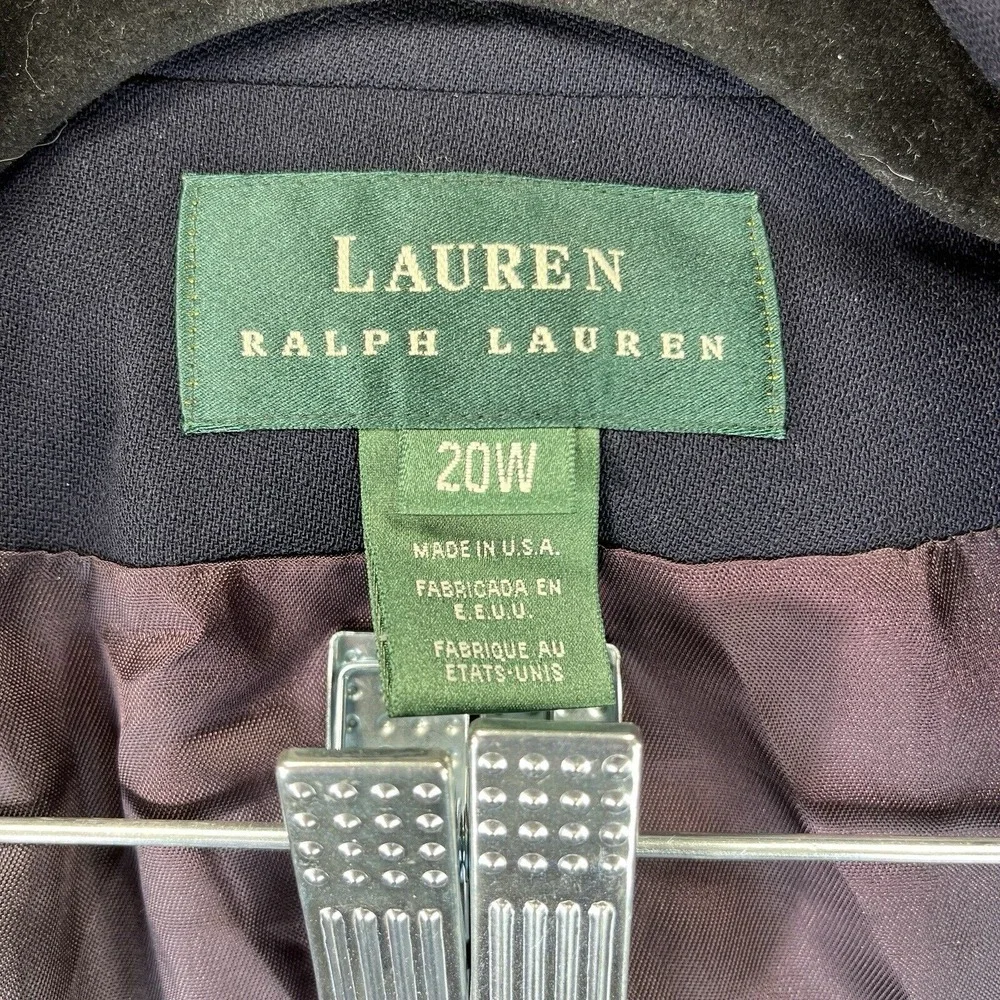 Lauren Ralph Lauren Gold Button Wool Blazer formal Men (44/20W) navy made In USA